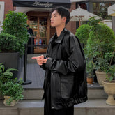 Hearujoy Vintage PU Leather Jacket Men 2024 New Big Pocket High Quality Jackets Mens Fashion Motorcycle Causal Coat 5XL-M